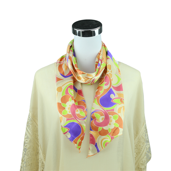 Colorful Floral Pattern Print Silk Stole