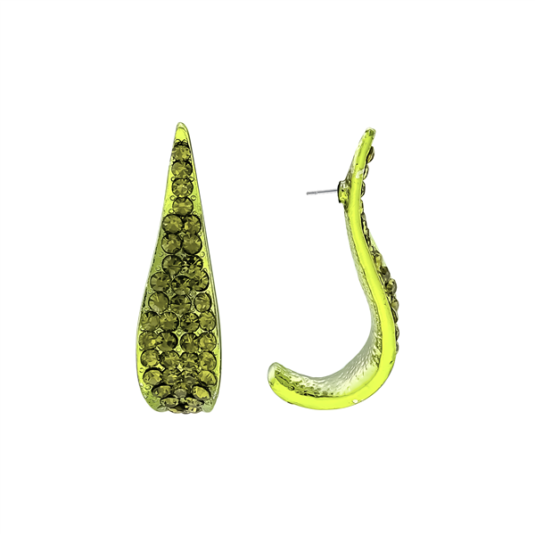 Cute Stylish Curvy & Sparkling Green Crystals Stud Earrings