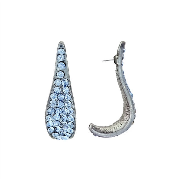 Cute Stylish Curvy & Sparkling Light Blue Crystals Stud Earrings