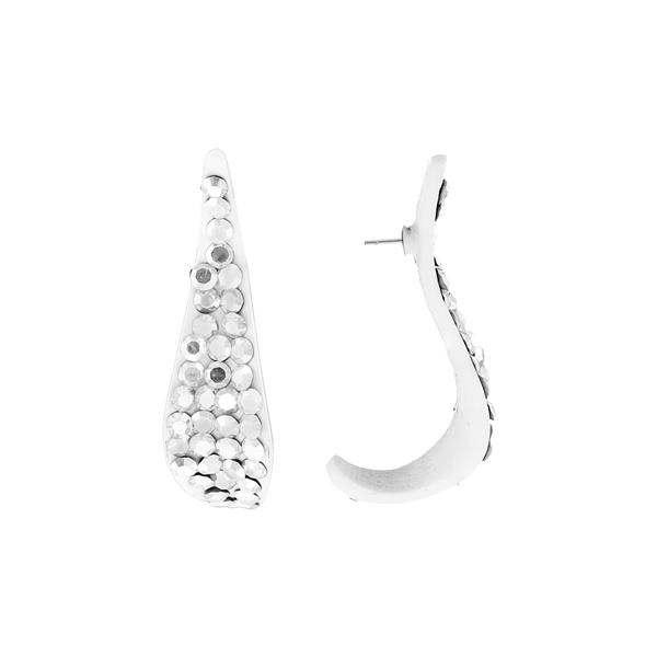 Cute Stylish Curvy & Sparkling Clear Crystals Stud Earrings
