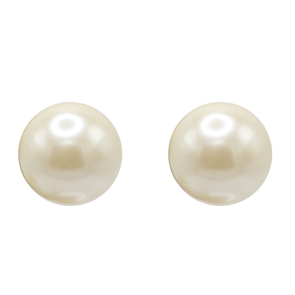 Medium-Sized Stylish Cream 12mm Pearl Post Earrings