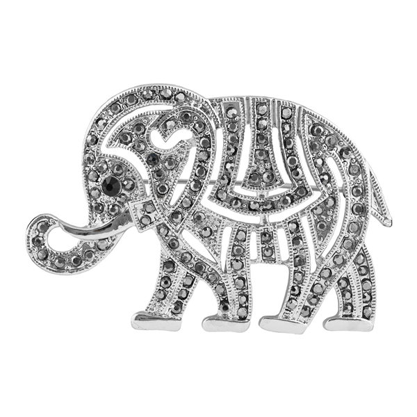 Black & Gray Crystal Elephant Pin
