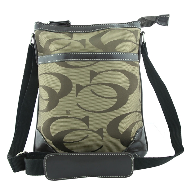 Printed CC Pattern on Two-Tone Light Brown Crossbody Shoulder Bag