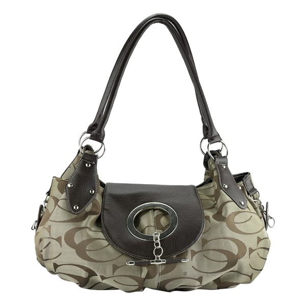 THE PRINTED CC TOGGLE CLASP SHOULDER HANDBAG | KHAKI