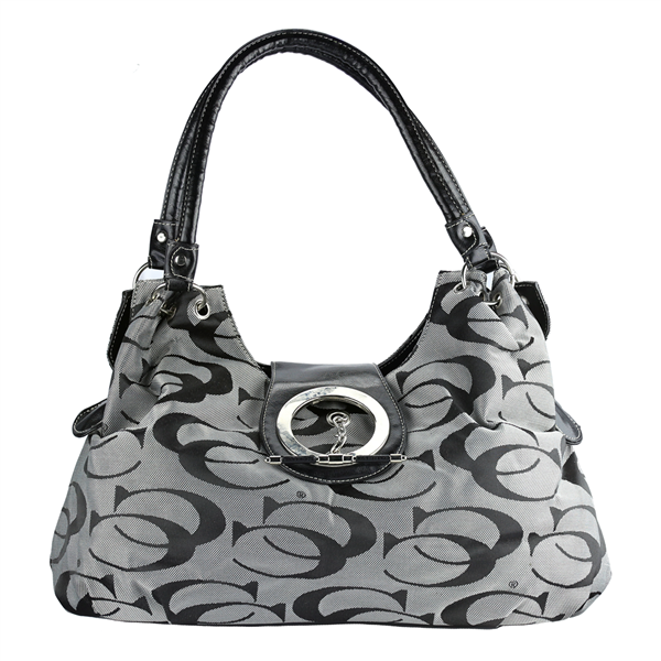 THE PRINTED CC TOGGLE CLASP SHOULDER HANDBAG | GRAY