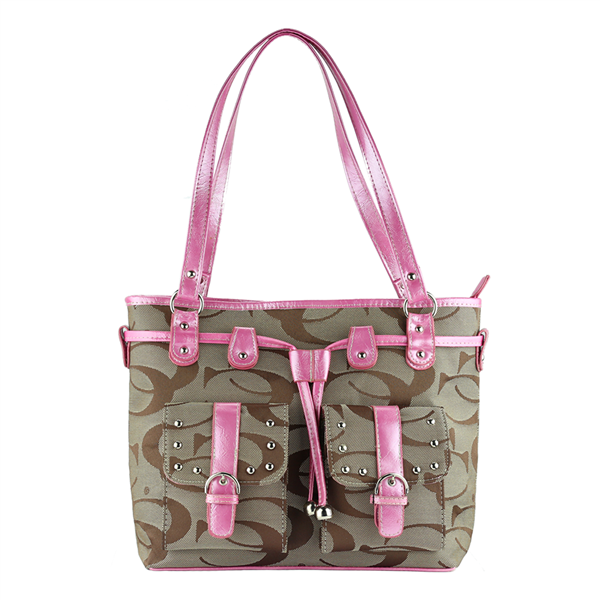 THE PRINTED CC TASSEL SHOULDER HANDBAG | KHAKI/PINK