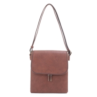 Chic Brown Faux Leather Fashion Conceal Carry Shoulder Crossbody
