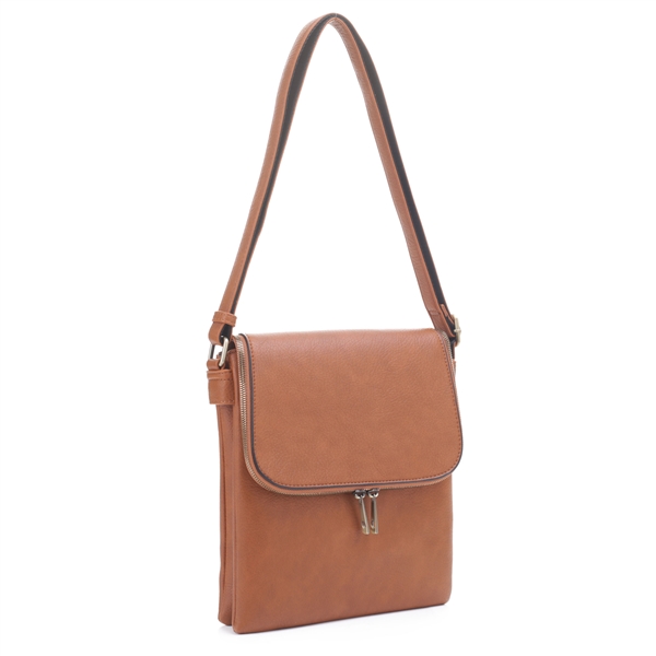 Chic Tan Faux Leather Fashion Conceal Carry Shoulder Crossbody