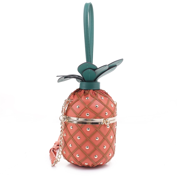 Orange Pineapple Design Bucket Style Satchel