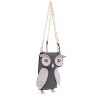 Black & Mauve Owl Design Crossbody Wallet