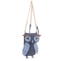 Dark Blue & Light Blue Owl Design Crossbody Wallet