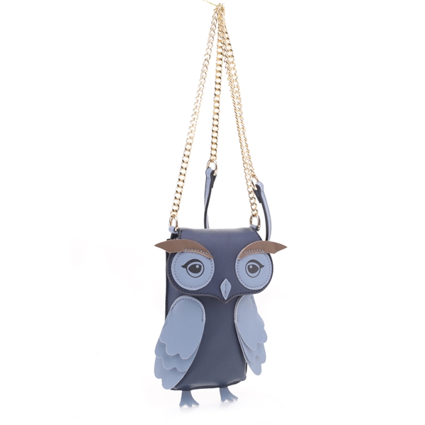Dark Blue & Light Blue Owl Design Crossbody Wallet