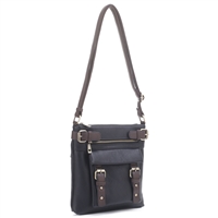 Chic Black & Coffee Brown Faux Leather Fashion Conceal Carry Shoulder Crossbody