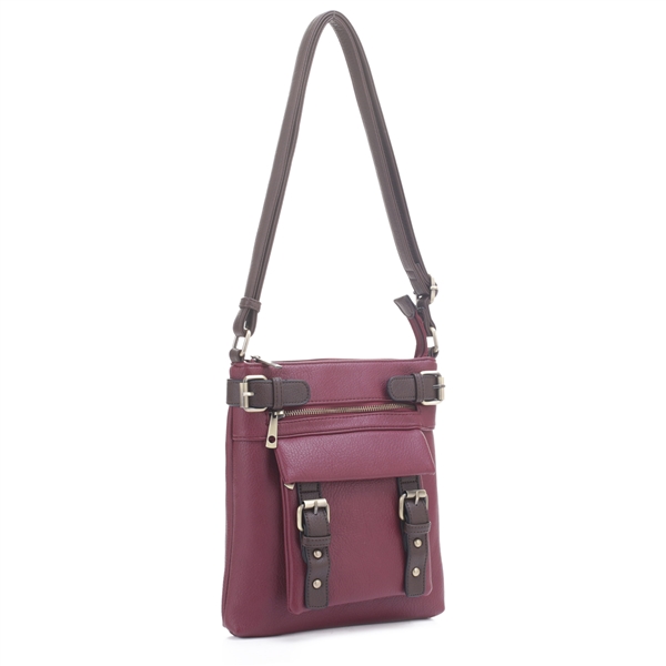 Chic Wine & Coffee Brown Faux Leather Fashion Conceal Carry Shoulder Crossbody