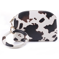 Fashion White Cow Print Bangle Wristlet