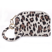 Fashion White Leopard Print Bangle Wristlet