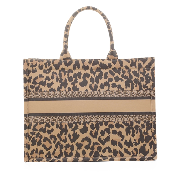 Wild Leopard & Beige Faux Leather Tote Handbag
