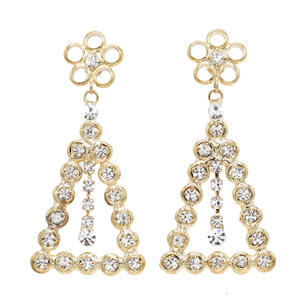 Fashion Stylish Sparkling Diamond Crystals Triangle Post Dangle Earrings
