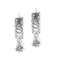 Simple & Stylish Sparkling Diamond Crystals Silver Tone Huggie Hoop Earrings