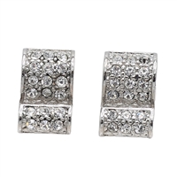 Simple & Stylish Sparkling Diamond Crystals Silver-Toned Post Earrings