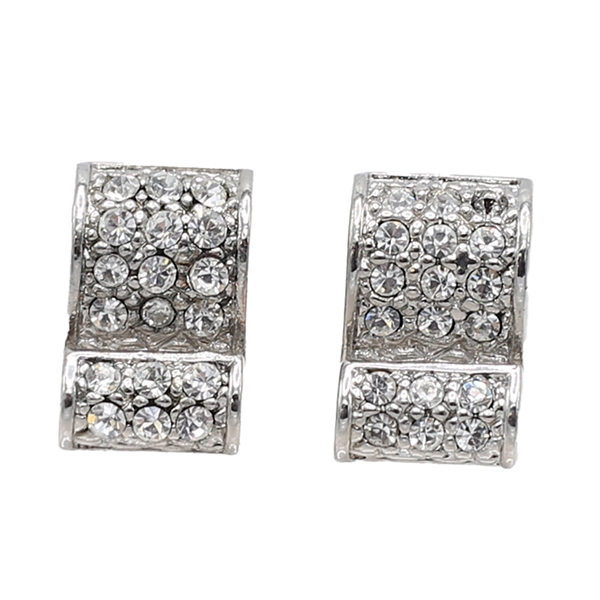 Simple & Stylish Sparkling Diamond Crystals Silver-Toned Post Earrings