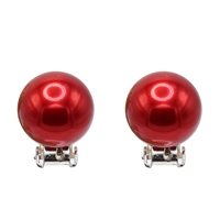 Medium-Sized Stylish Maroon 12mm Pearl Clip-On Earrings