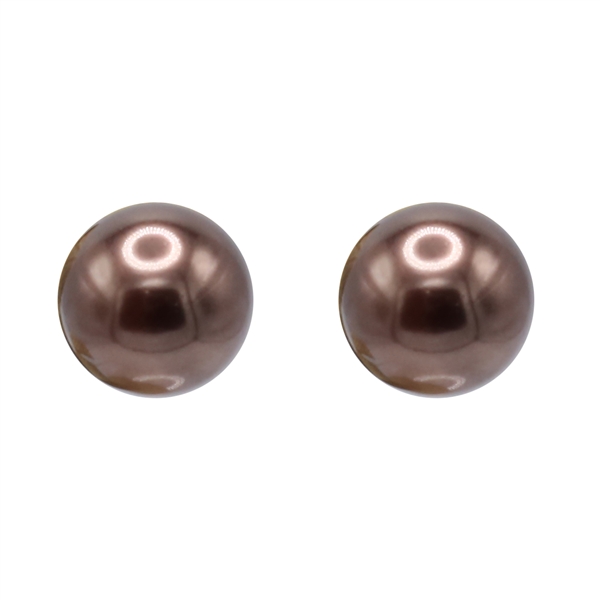 Medium-Sized Stylish Deep Brown 9mm Pearl Post Earrings