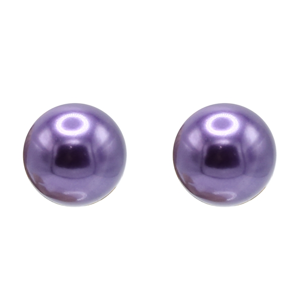 Medium-Sized Stylish Purple 9mm Pearl Post Earrings