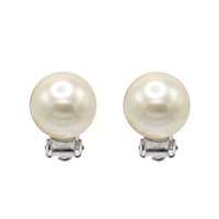 Medium-Sized Stylish Cream 12mm Pearl Clip-On Earrings