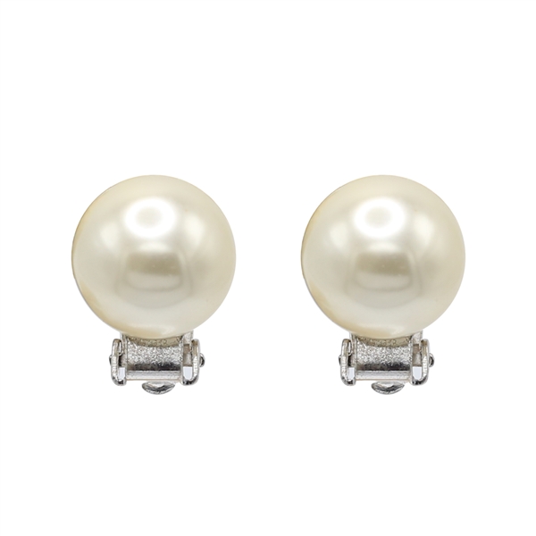 Medium-Sized Stylish Cream 12mm Pearl Clip-On Earrings