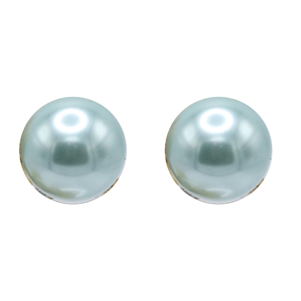 Medium-Sized Stylish Light Blue 9mm Pearl Post Earrings