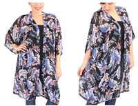Black tropical print with vibrant colors