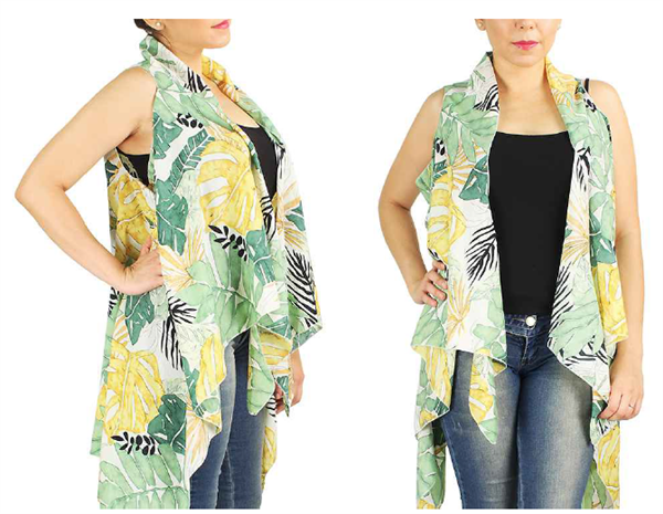 White tropical leaves print with vibrant colors