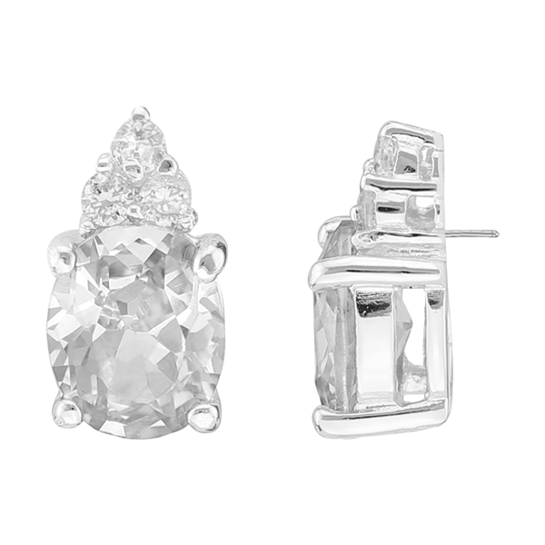 Gorgeous Sparkling Silver & Clear Cubic Zirconia Crystals Sterling Silver Princess Stud Earrings