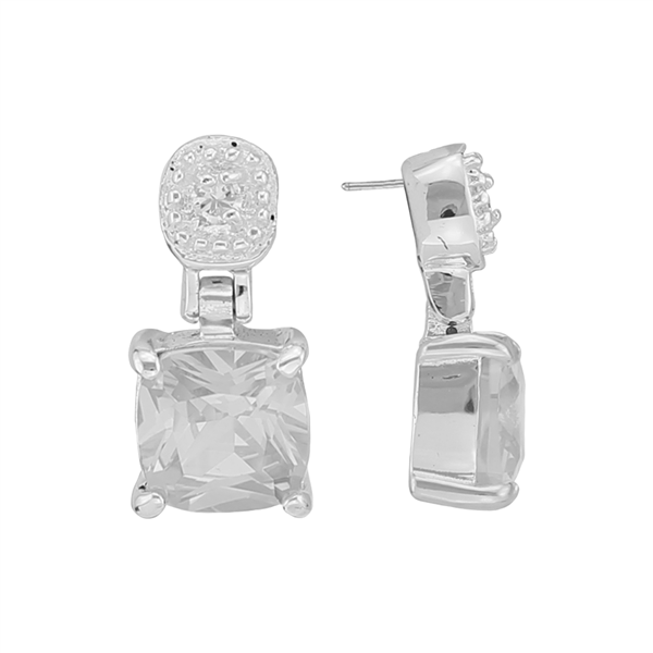 Gorgeous Sparkling Silver & Clear Cubic Zirconia Crystals Sterling Silver Everlasting Stud Earrings