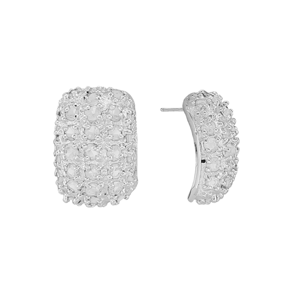 Gorgeous Sparkling Silver & Clear Cubic Zirconia Crystals Sterling Silver Superior Stud Cuff Earrings