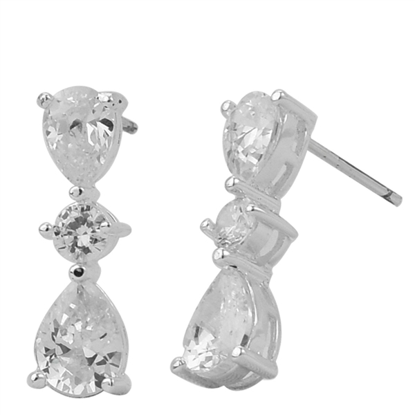 Dazzling Regent Silver & Clear Crystal Stud Dangle Earrings