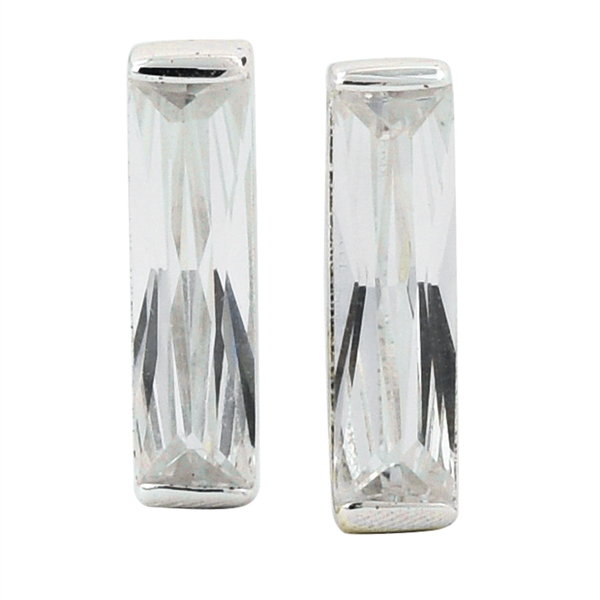 Gorgeous Sparkling Silver & Clear Cubic Zirconia Crystals Sterling Silver Noble Stud Earrings