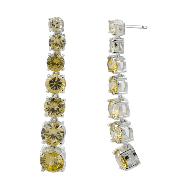 Gorgeous Sparkling Topaz & Clear Cubic Zirconia Crystals Sterling Silver Royal Highness Stud Earrings