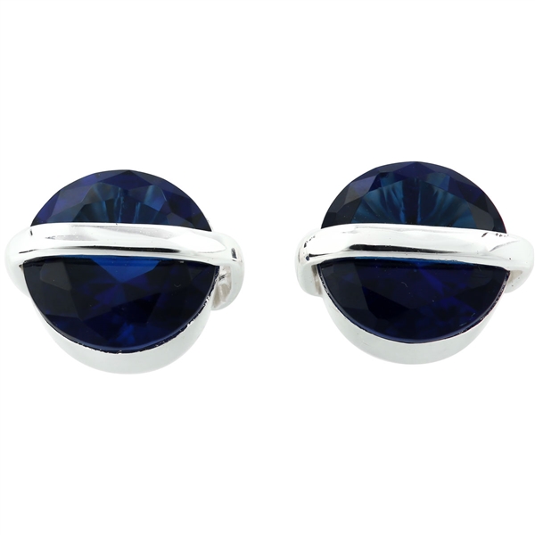 Gorgeous Sparkling Silver & Sapphire Cubic Zirconia Crystals Sterling Silver Empress Stud Earrings