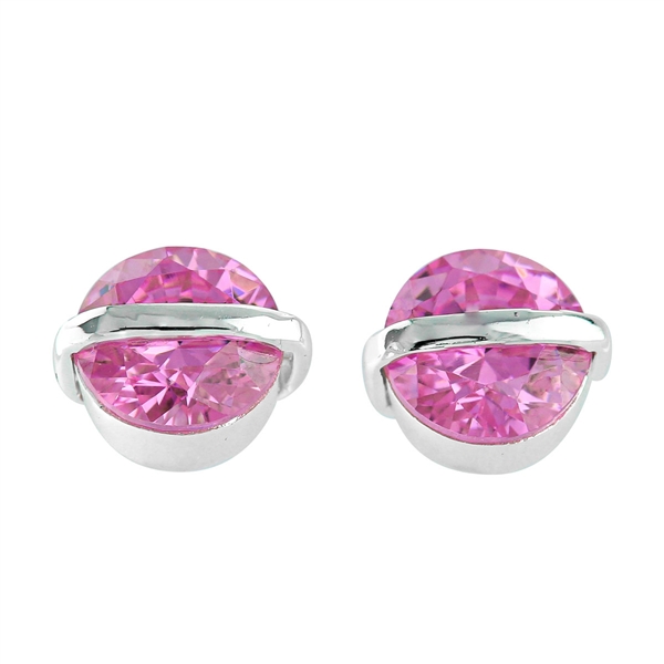 Gorgeous Sparkling Silver & Rose Cubic Zirconia Crystals Sterling Silver Empress Stud Earrings