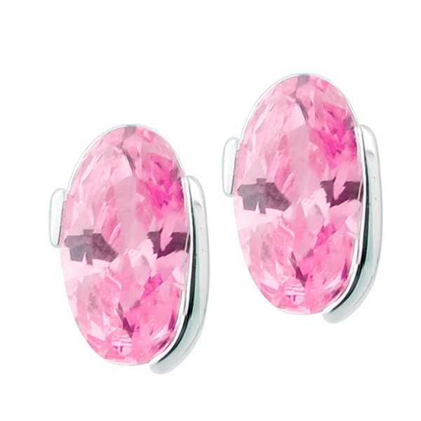 Gorgeous Sparkling Silver & Rose Cubic Zirconia Crystals Sterling Silver Royalty Stud Earrings