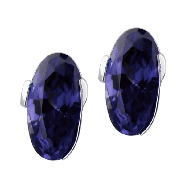 Gorgeous Sparkling Silver & Amethyst Cubic Zirconia Crystals Sterling Silver Royalty Stud Earrings