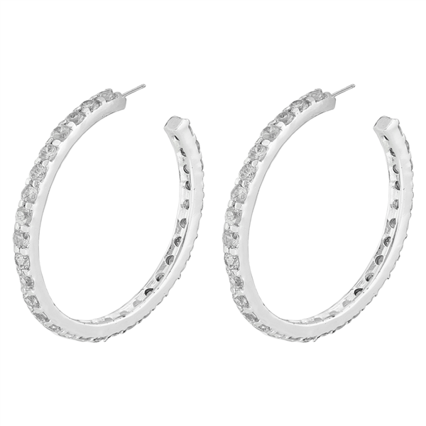 Gorgeous Sparkling Clear Cubic Zirconia Crystal Sterling Silver Open Hoop Royal Stud Earrings