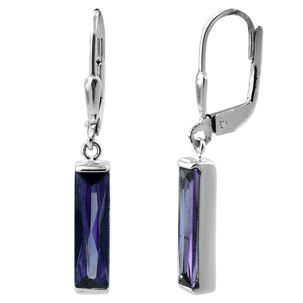 Amethyst Purple Crystal Drop Leverback Hoop Earrings