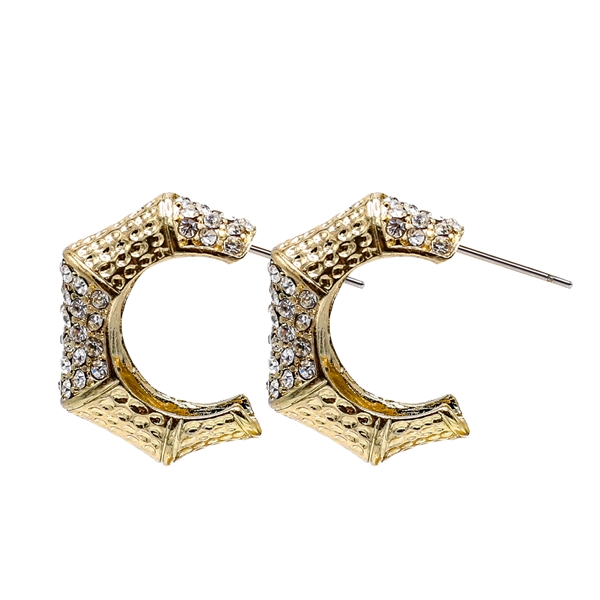 Fashion Sparkling Diamond Crystal Half-Hoop Post Earrings