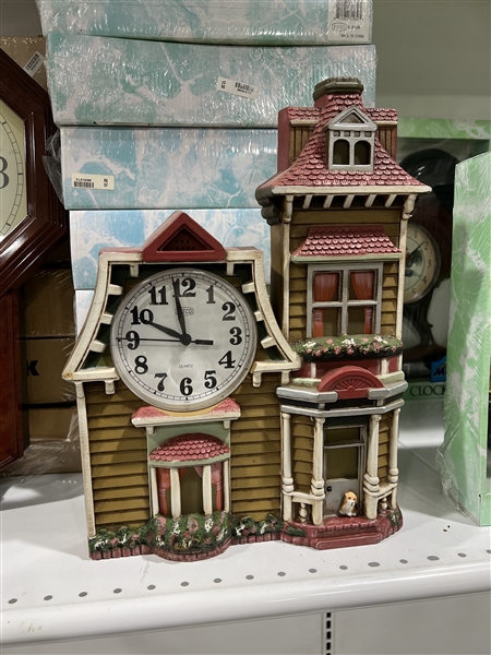 Vintage Style 2-Story House Eleco Quartz Analog Clock