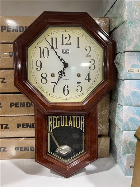 Home and Office Vintage Style Wooden Pendulum Eleco Quartz Analog Clock