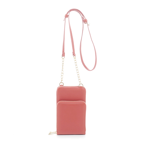 Uniquely Stylish Coral Faux Leather Phone Wallet Crossbody