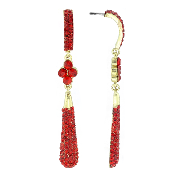 Red Crystal Pendulum Dangle Earrings